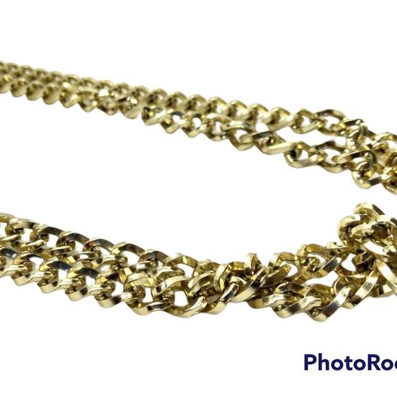 Double stack chain gold necklace long tiered can be‎ doubled up - Picture 2 of 2